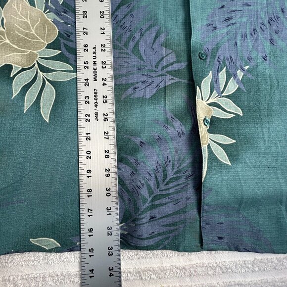 Bobby Chan Mens Silk Hawaiian Shirt XXL Green Leaf Print Button Up Shirt Sleeve - Picture 7 of 7